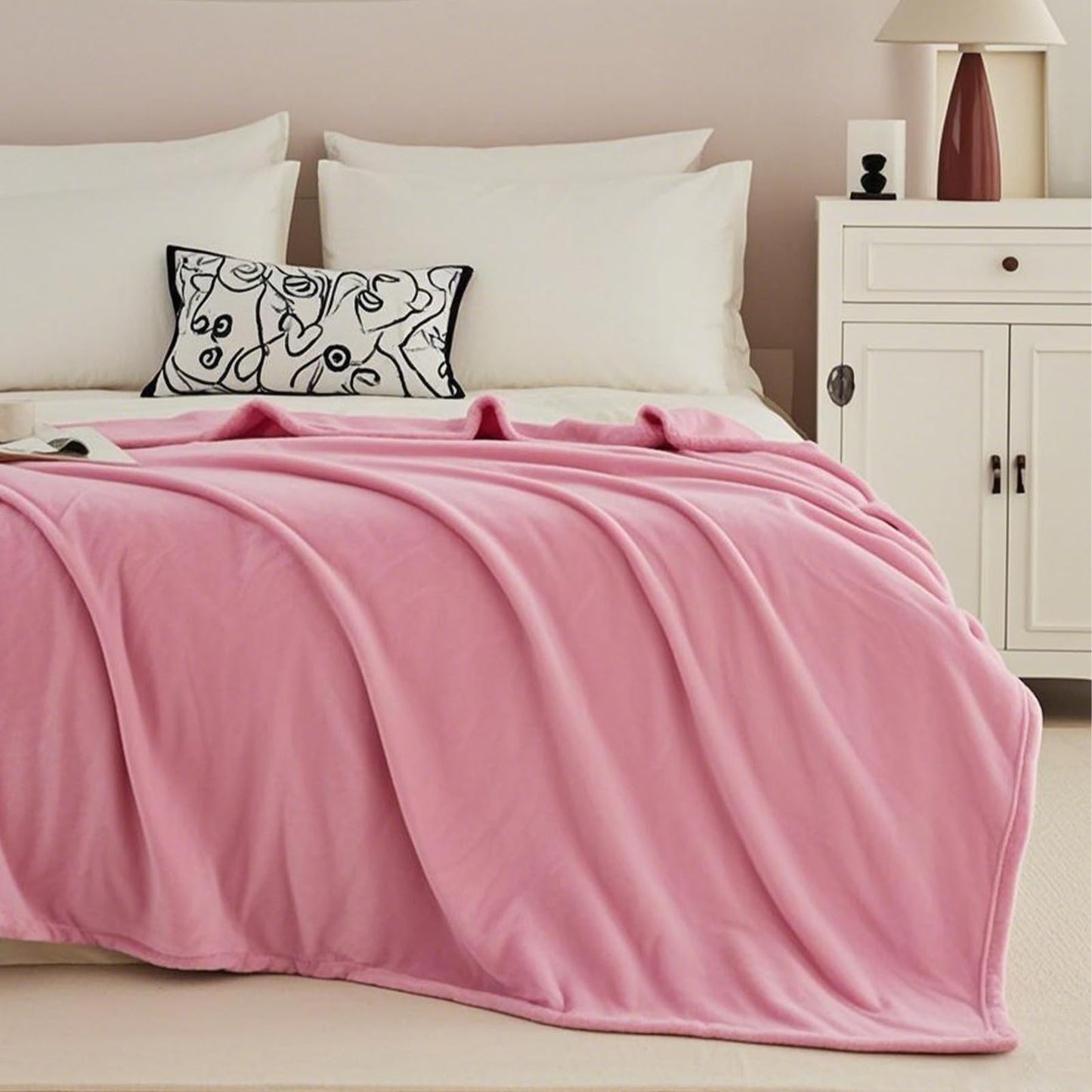 Swiftify Fleece Blanket King Size, Silky Flannel Fuzzy Blankets for All Season, Cozy Lightweight Blanket for Couch, Bed, Sofa, 108" x 90", Pink, King