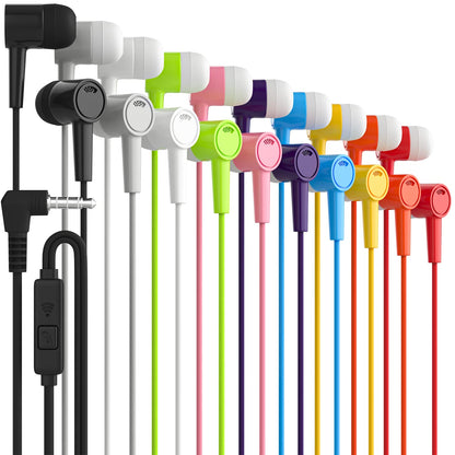 Maeline Wired Earbuds 30 Pack, New Headphones with Microphone, Earphones with Heavy Bass Stereo Noise Blocking, Compatible with iPhone and Android Devices, iPad, MP3, Fits 3.5mm (30 Pack, Ten Color)