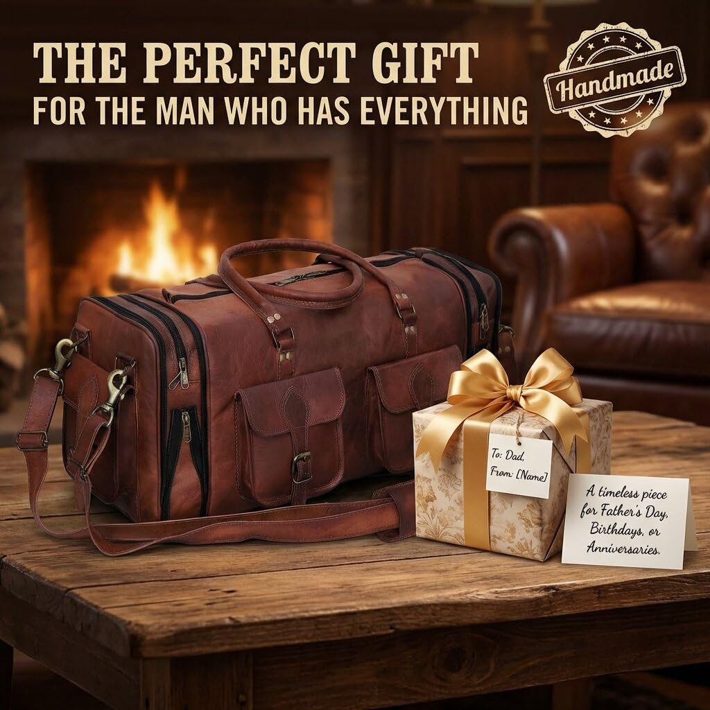 Handmade Vintage Travel Luggage 30 Inch Duffel Gym Sports Bag Weekender Travel Overnight Carry One Duffel Bag For Men (30 inch large)
