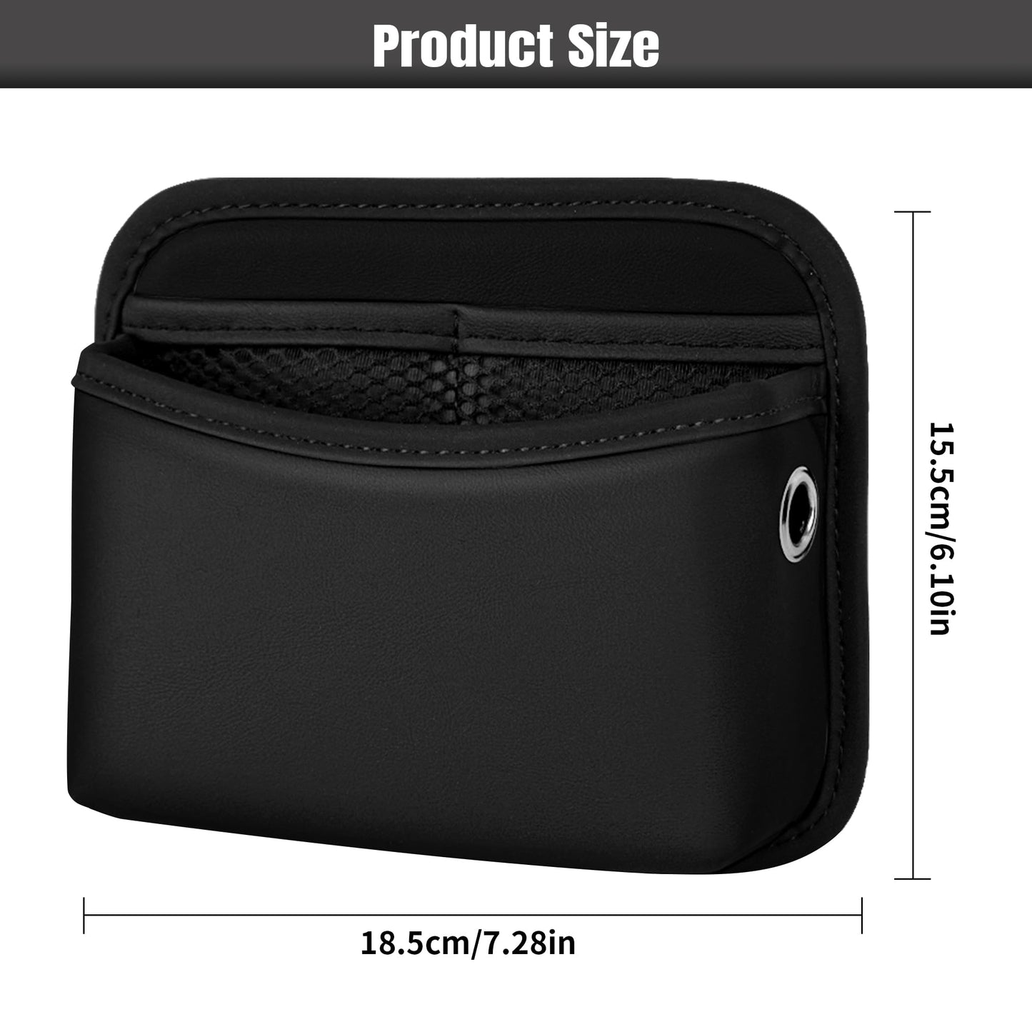 JEYODA Car Seat Side Storage Pocket, Small Organizer,PU Leather Multifunctional Console Side Organizer Bag for Phone, keys, sunglass,wallet,ect (Black)
