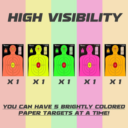 Highwild 23X35 Inch Shooting Range Silhouette Paper Target - 5 Fluorescent Colors - Suitable for Handguns, Rifles, Airguns, BB Guns (5 Pack - Multi Color)