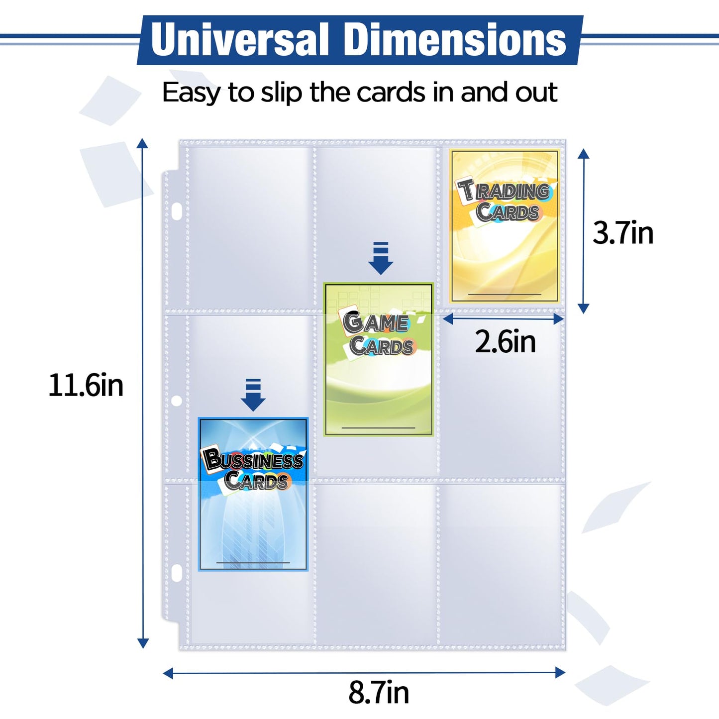 648 Pockets Double Side Trading Card Sleeves, Fabmaker 9 Pocket Card Sleeves Binder Sheets for 3 Ring Binder, Long-Lasting Trading Cards Binder Sleeves Compatible with MTG, Baseball, Game