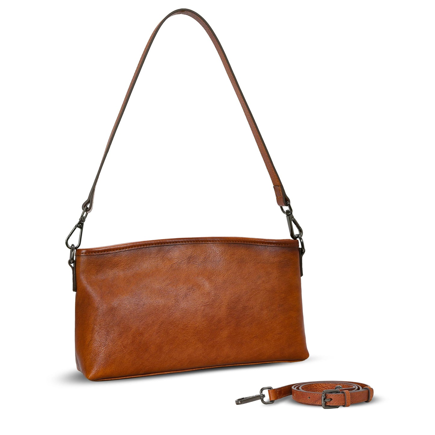 HESHE Genuine Leather Purses for Women Brown Crossbody Bag Designer Women’s Shoulder Purses and Hobo Handbags Medium Satchel Purse Work Bag (Brown)