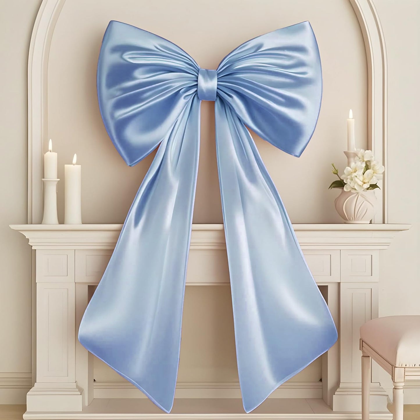 Froova Big Blue Bow Room Decor 40x24 in Large Baby Blue Coquette Decorations for Party, Giant Ribbon Tie as Something Blue for the Bride on Wedding Backdrop Wall Decor (Internal Stability Layer)