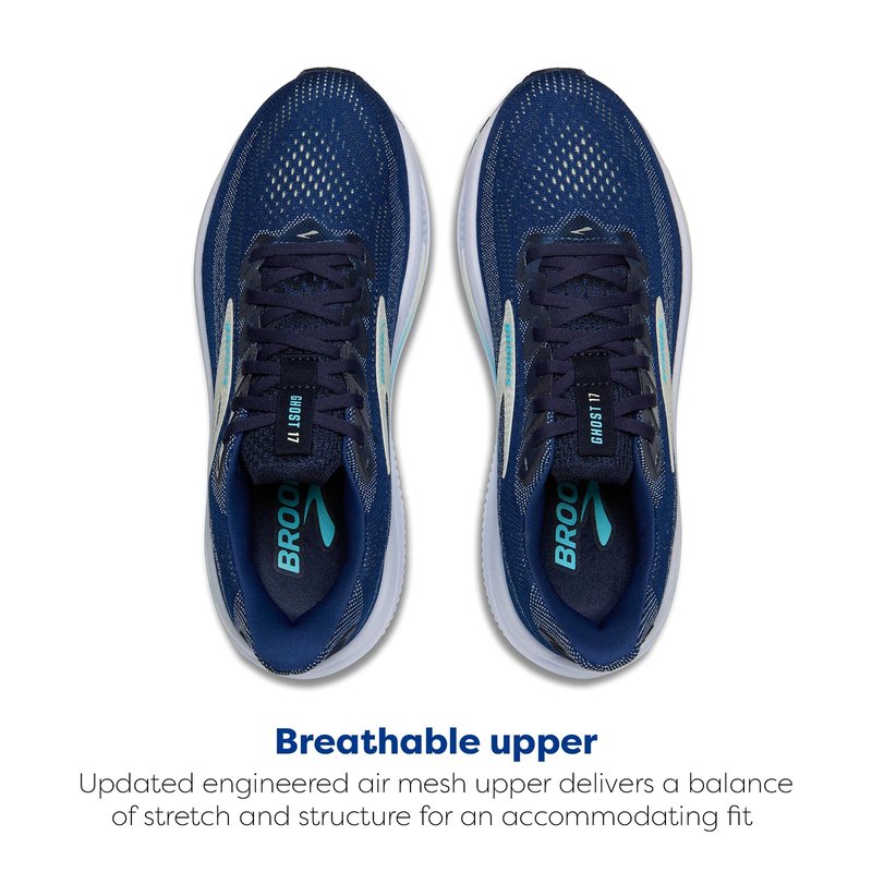 Brooks Women’s Ghost 17 Neutral Running Shoe - Navy/Green/Turquoise - 5.5 Narrow