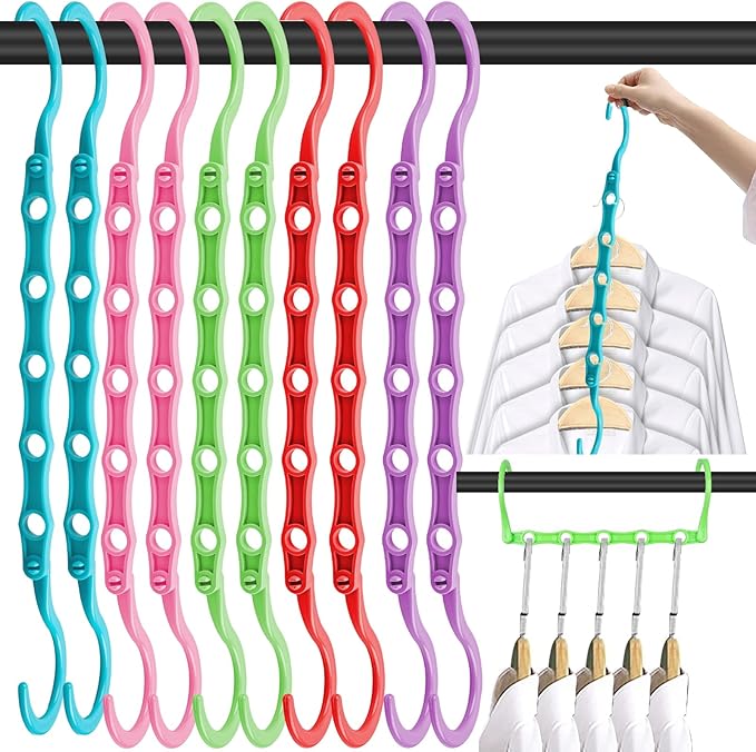 DUCOO 10 PCS Space Saving Hangers, 5-Hole Magic Hangers