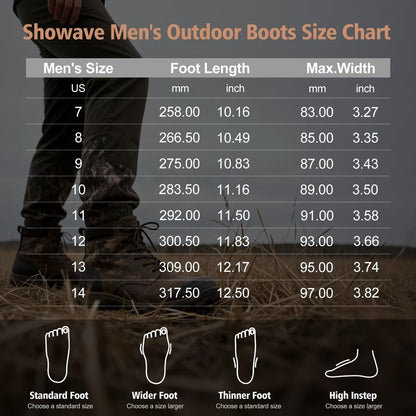 Showave Men's Rubber Boots Waterproof Rain Footwear Durable Short Hunting Boots for Mud Gardening Yard and Chore Working (Size 9,Brown)