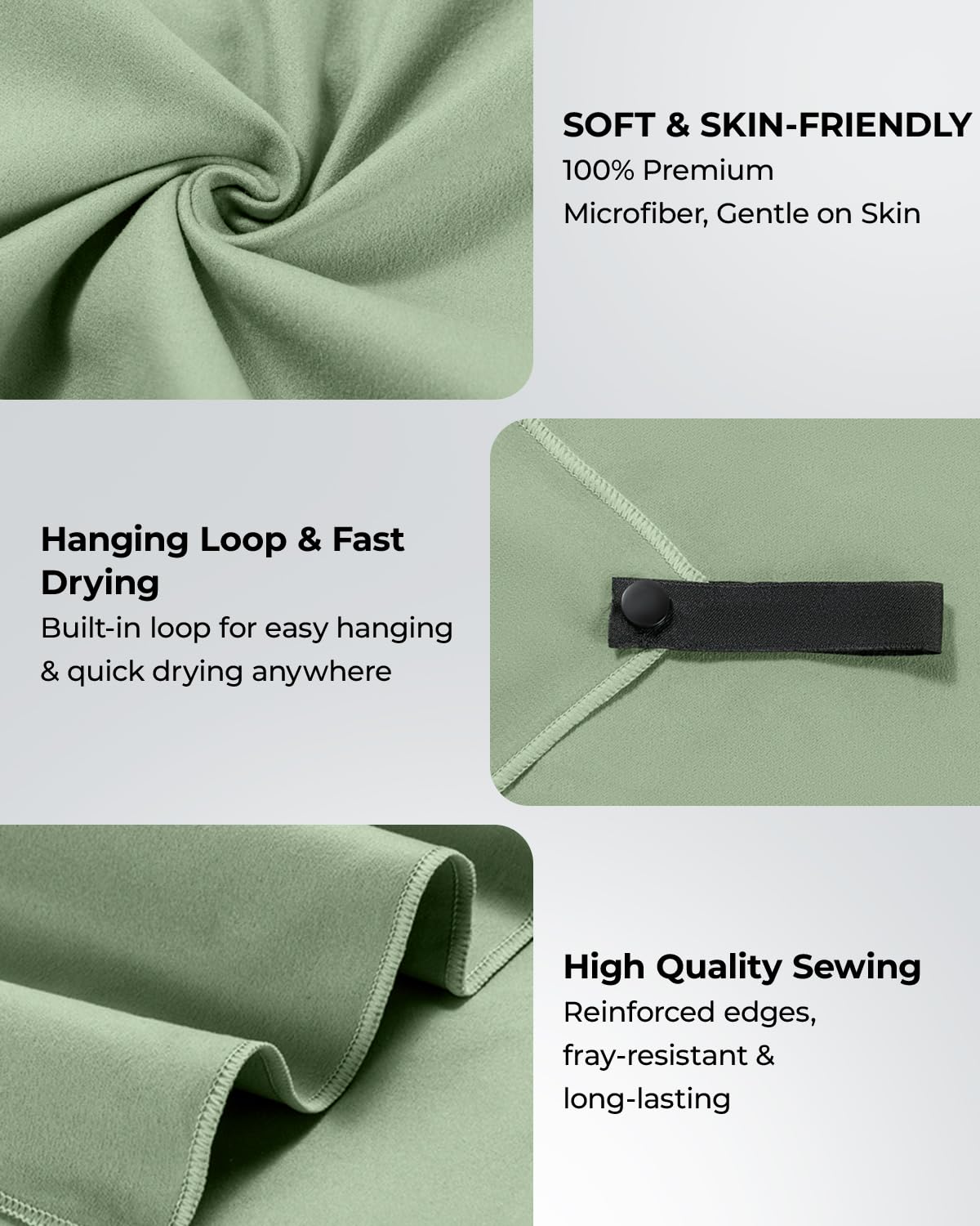 Chakipee Quick Dry Microfiber Towel Travel, Beach & Camping Towels. Fast Drying, Super Absorbent & Ultra Compact for Travel, Bath, Gym, Swimming, 1 Pack, 60''x30'' Army Green
