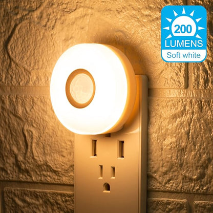 Night Light Plug in, Motion Sensor Night Lights Plug in Wall. 200LM Ultra Bright Soft Warm White nightlights, Smart Movement Sensor, Energy Efficient(Warm White 2Pack)