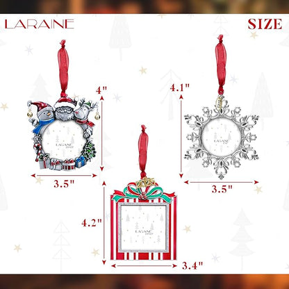 Laraine Christmas Tree Ornaments – 3-Piece Decorative Hanging 2025 Holiday Keepsake Gift Pendant with 2” Photo Frame Insert for Picture of Pet (3-Piece Gift Set (2025))