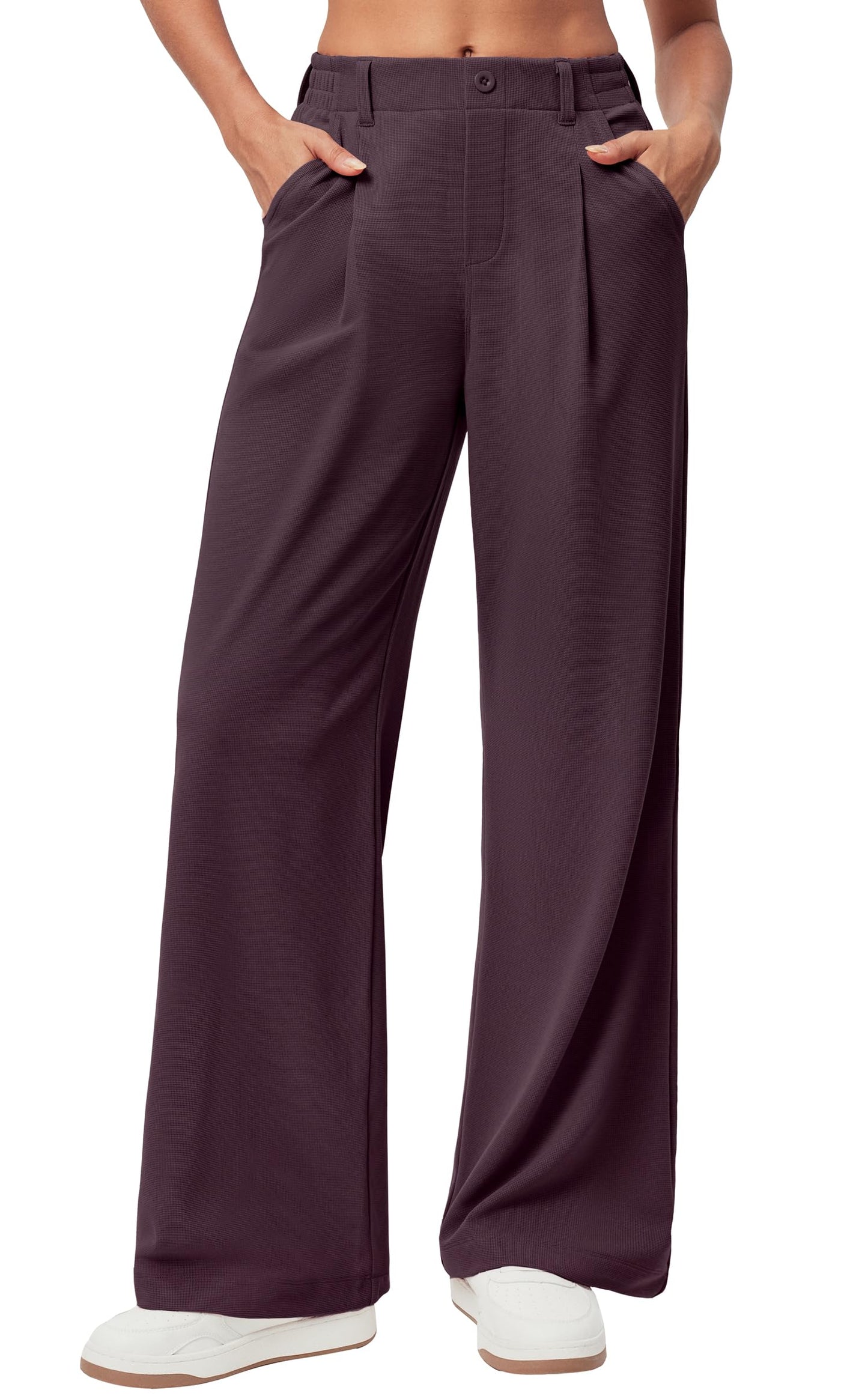 Ewedoos Wide Leg Pants Woman Stretchy Work Dress Pants Women Pull on Business Casual Slacks Trousers Fall Outfits 26"/28"