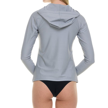 Hurley Rash Guard for Women with Hood, Long Sleeve Hoodie Swim Shirts for Women, Quick Dry UPF 50+ SPF Sun & UV Protection Grey