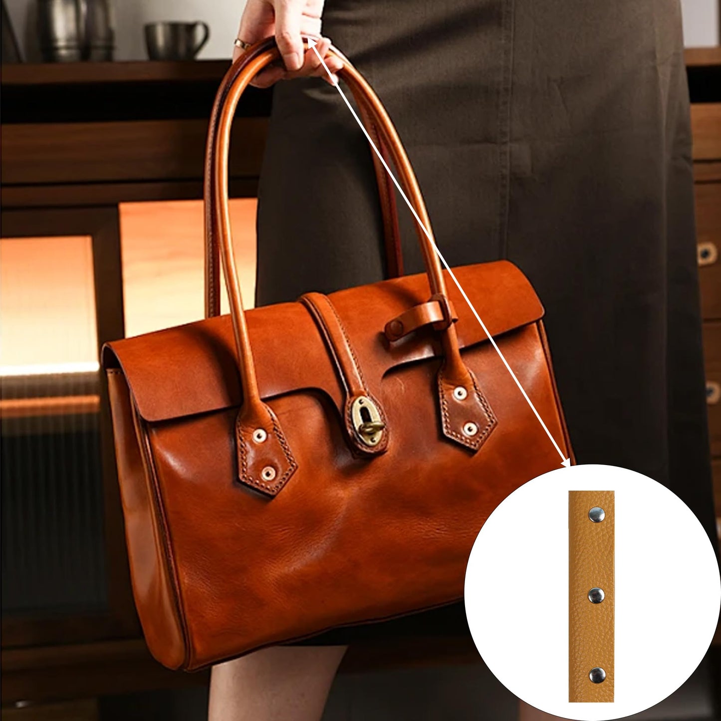 bociloy 2PCS Leather Handbag Handle Wrap Covers, Purse Wallet Strap Protector Pads, Soft Grip for Tote Bag Suitcase Travel Shopping Bag Craft Making Supplies, Brown