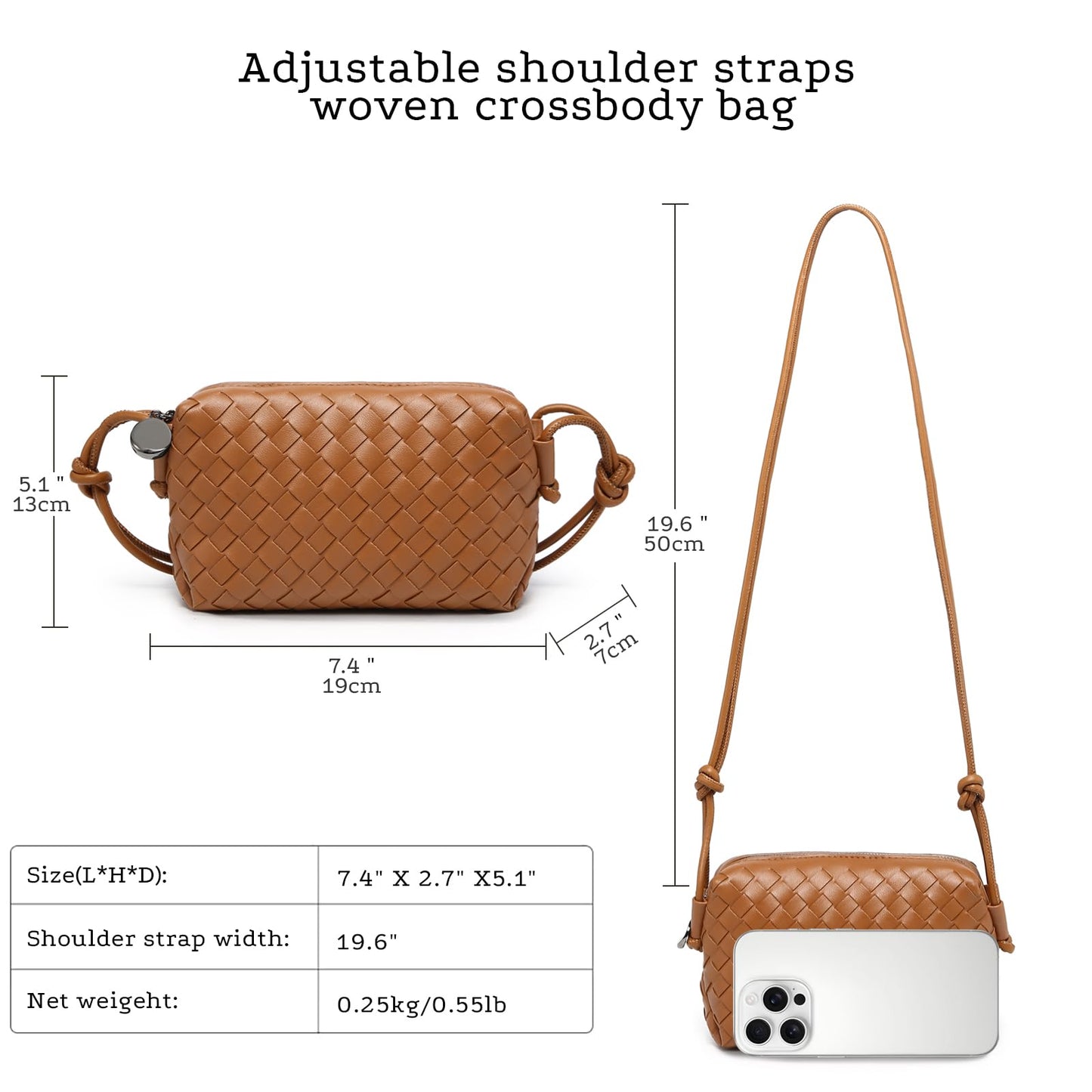 swinsack Small Woven Leather Crossbody Bag, Mini Crossbodybag for women,Vegan Leather Purse Clutch Shoulderbag Handbag