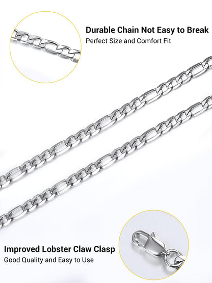 PROSTEEL Stainless Steel Figaro Link Chain Bracelet 6mm 7.5 Inch Men Jewelry
