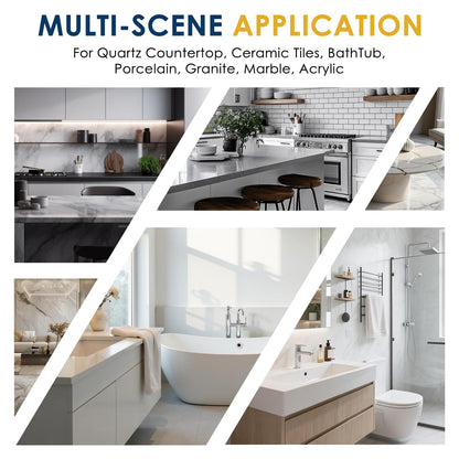 Quartz Countertop Repair Kit, Granite & Marble Repair Kit with 4*15g Filler(White,Beige, Gray,Clear), 30s Fast Repair Chip, Hole, Scratch, Crack on Fiberglass, Porcelain, Ceramic Tile, Bath Tub, Sink