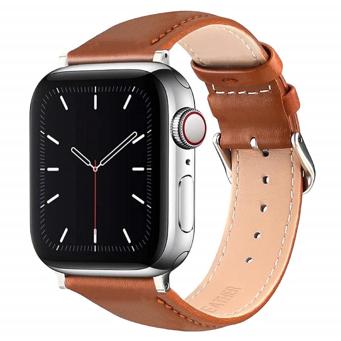 Leather Bands Compatible with Apple Watch Band 38mm 40mm 42mm 44mm for Men Women, Top Grain Genuine Leather Replacement Strap for iWatch Ultra2 Ultra SE2 SE Series 10 9 8 7 6 5 4 3 2 1(Brown, 38mm/40mm)