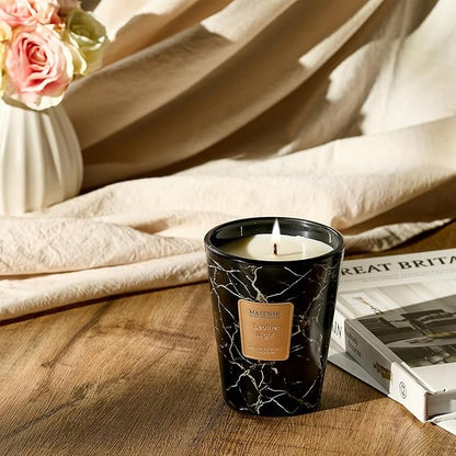M&SENSE LeatherNight Scented Candles for Home, Lead-Free Wick Highly Scented Jar Candles, 14.1 Oz 80 Hours Lasting Burning Candles Gifts for Women, Relaxing Aromatherapy Candle for Stress Relief