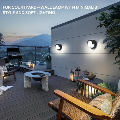 Outdoor Wall Light 4 Pack - Minimal Design Wall Sconce - Modern Black Round Lights - Warm 3000K - For Corridor