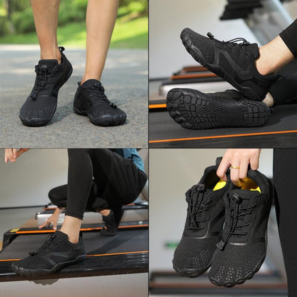 todaysunny Barefoot Shoes Mens Womens Minimalist Cross Training Shoes with Wide Toe Box Athletic Zero Drop Trail Walking Hiking Running Sneakers Black