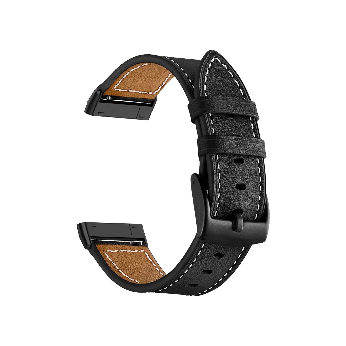 LDFAS Leather Band Compatible for Fitbit Sense 2 /Versa 4 Bands, (2 Pack) Women Men Accessory Watch Strap with Black Metal Buckle Compatible for Fitbit Sense, Versa 3 Band, Brown+Black