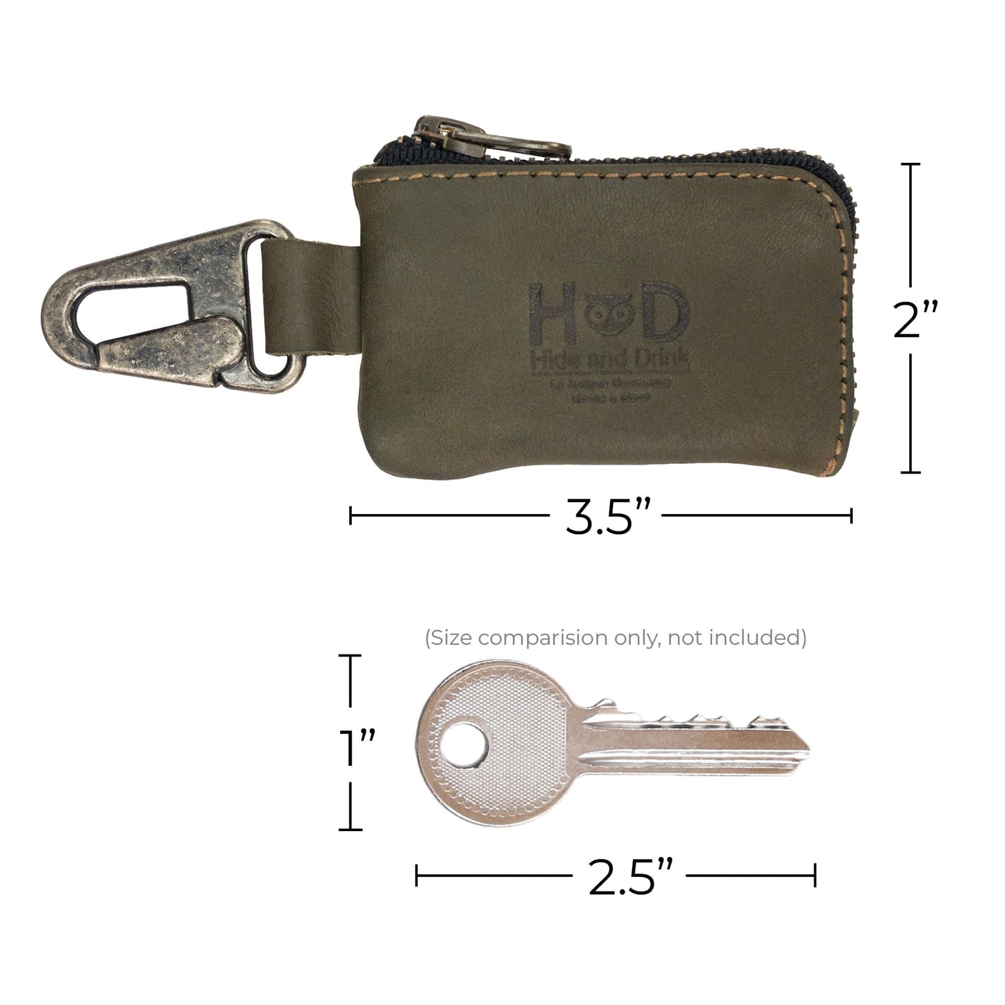 Hide & Drink, Leather Car Key Holder/Headphone & Charging Cables/Memory Cards/Flash Drives/Cash Zipper Case with Clasp Handmade :: Dark Jade