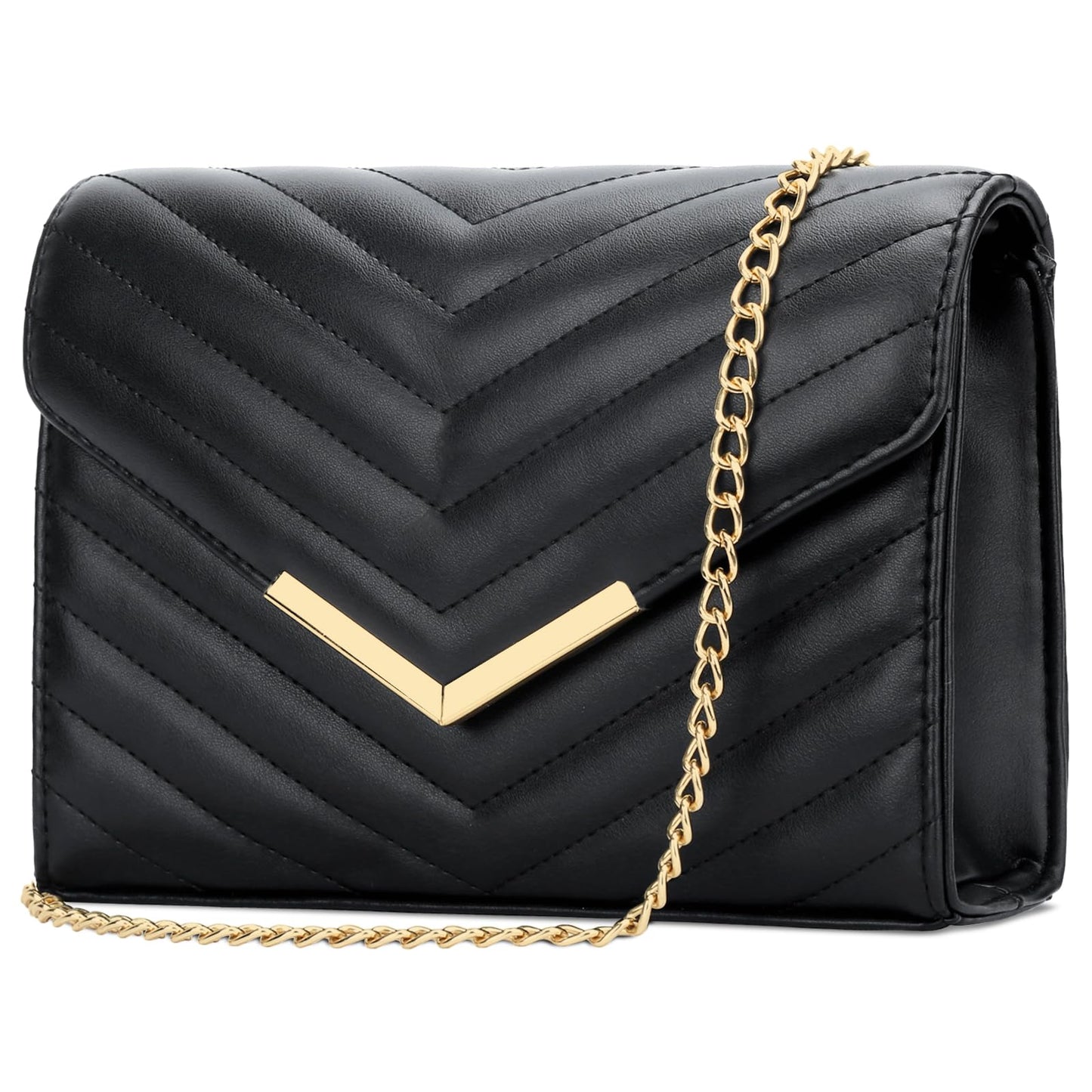 KKXIU Women Formal Vegan Leather Evening Envelope Clutch Purses and Handbags for Party Wedding Prom Bridal (A-Black)