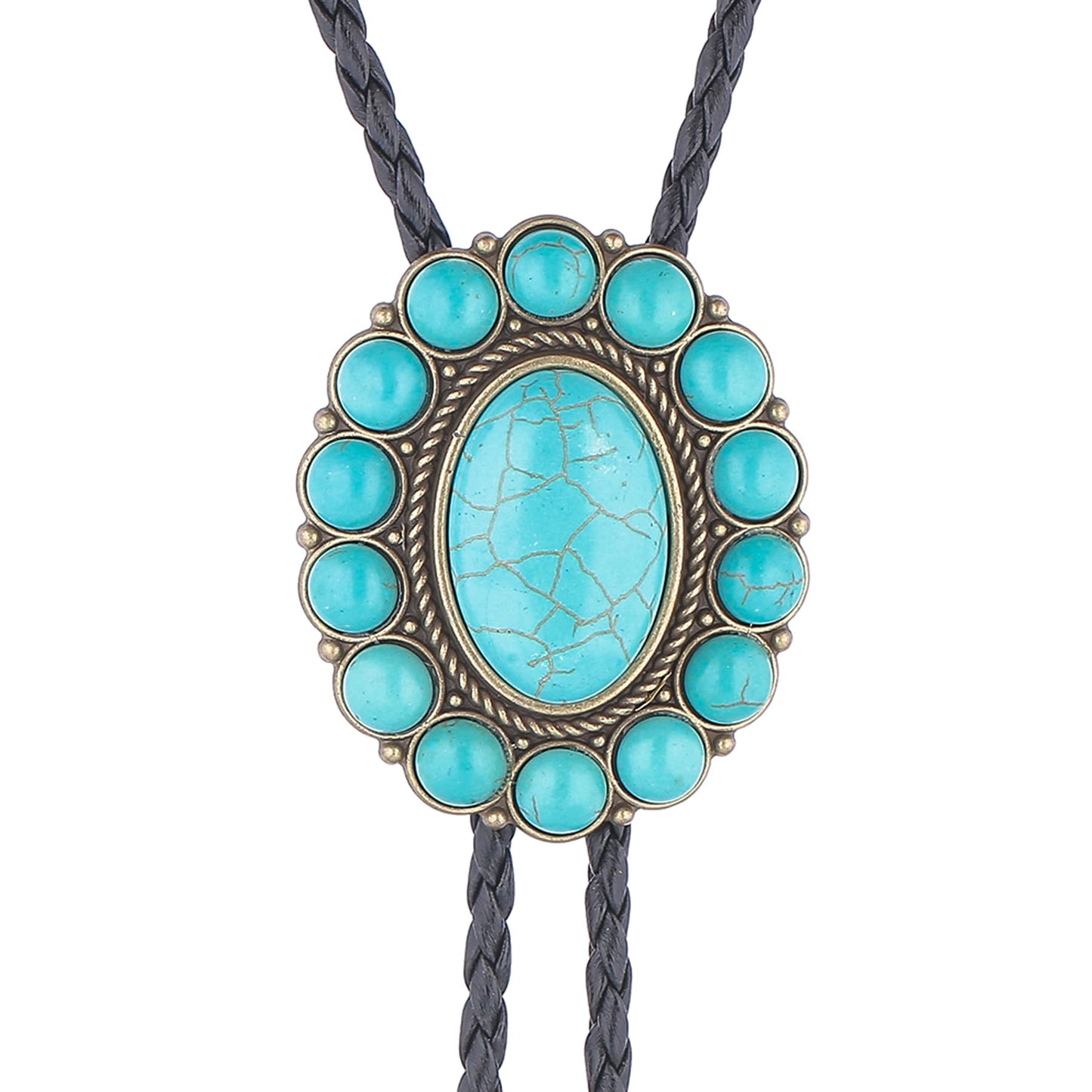 GelConnie Turquoise Bolo Tie for Men Womens Bolo Tie Cowboy Necktie Natural Stone Bolo Ties Necklace