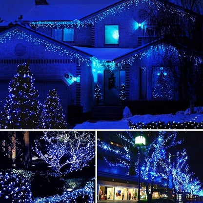 Blue String Lights Indoor - 220 LED 25m/82ft 8 Modes End-to-End Plug in Outdoor Waterproof Decorative Fairy Twinkle Christmas Tree Lights for Xmas/Halloween/Patio/Room/Home/New Year/Thanksgiving Day