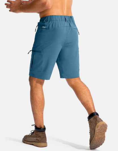 Pudolla Men's Hiking Cargo Shorts 9" Lightweight Outdoor Work Shorts for Men Travel Golf Camping Casual with 5 Zipper Pockets(Sea Blue X-Large)
