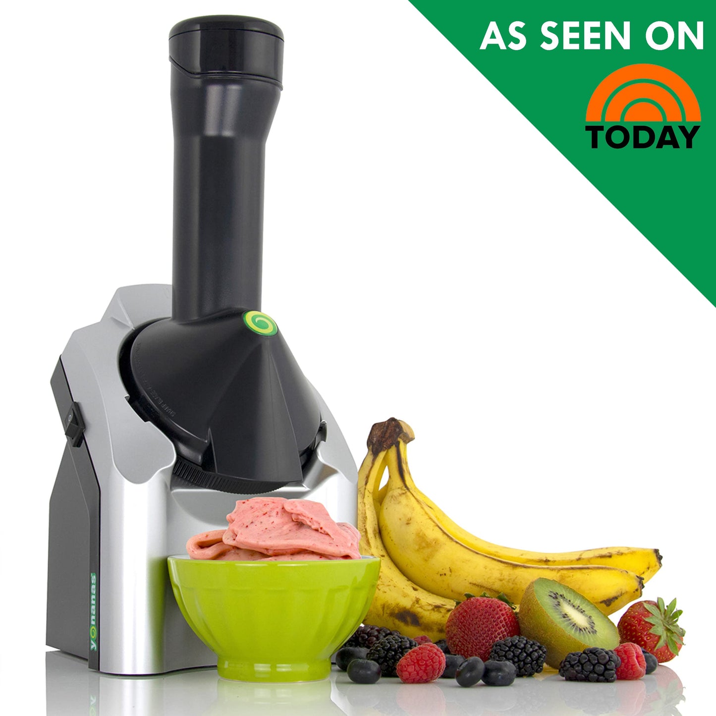 Yonanas Classic Frozen Fruit Soft Serve Maker for Healthy Vegan and Dairy-Free Treats, 200W Silver Machine with 36 Recipes, BPA Free, Easy to Clean, Quick and Simple to Use