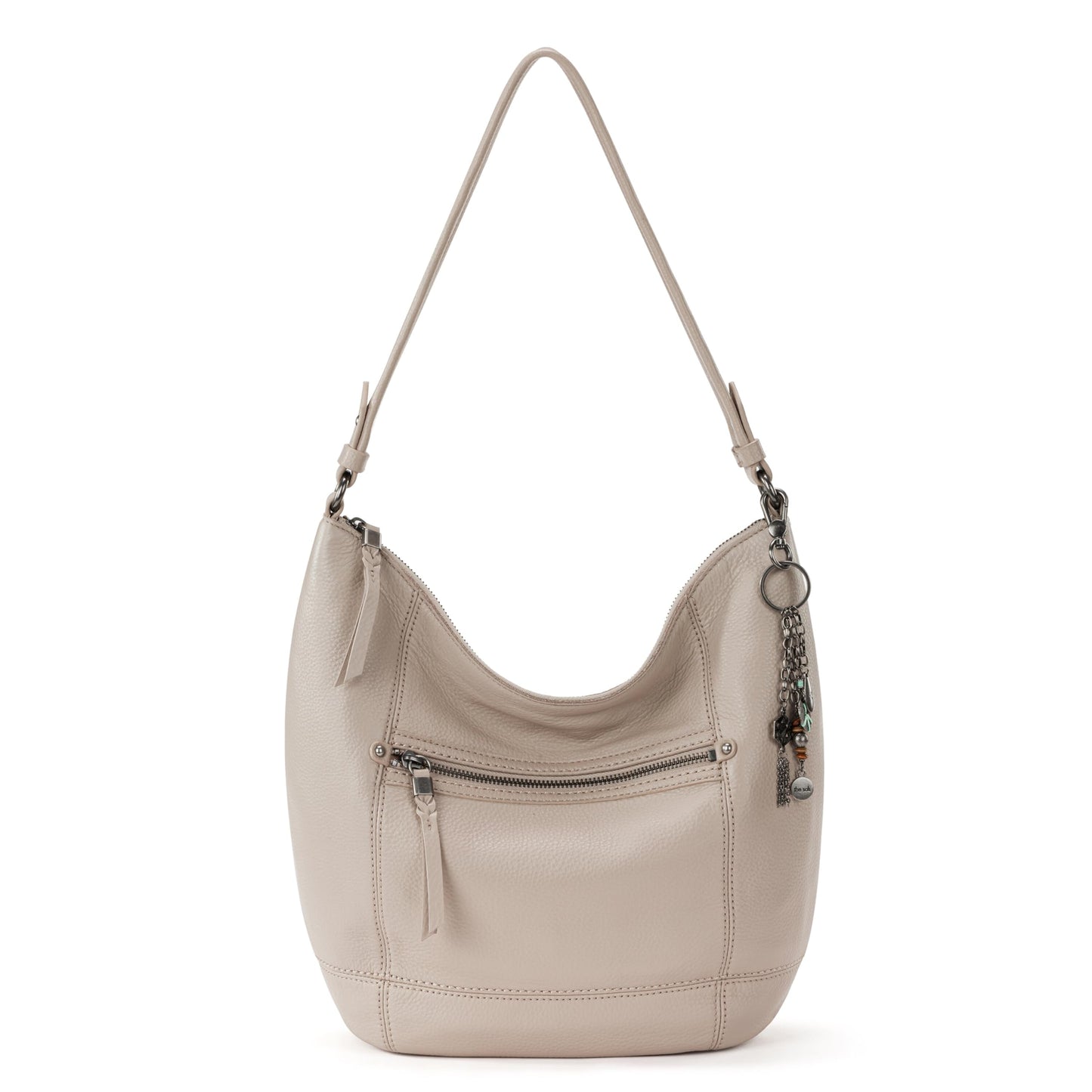 The Sak Sequoia Hobo Bag in Leather, Single Shoulder Strap, Sand