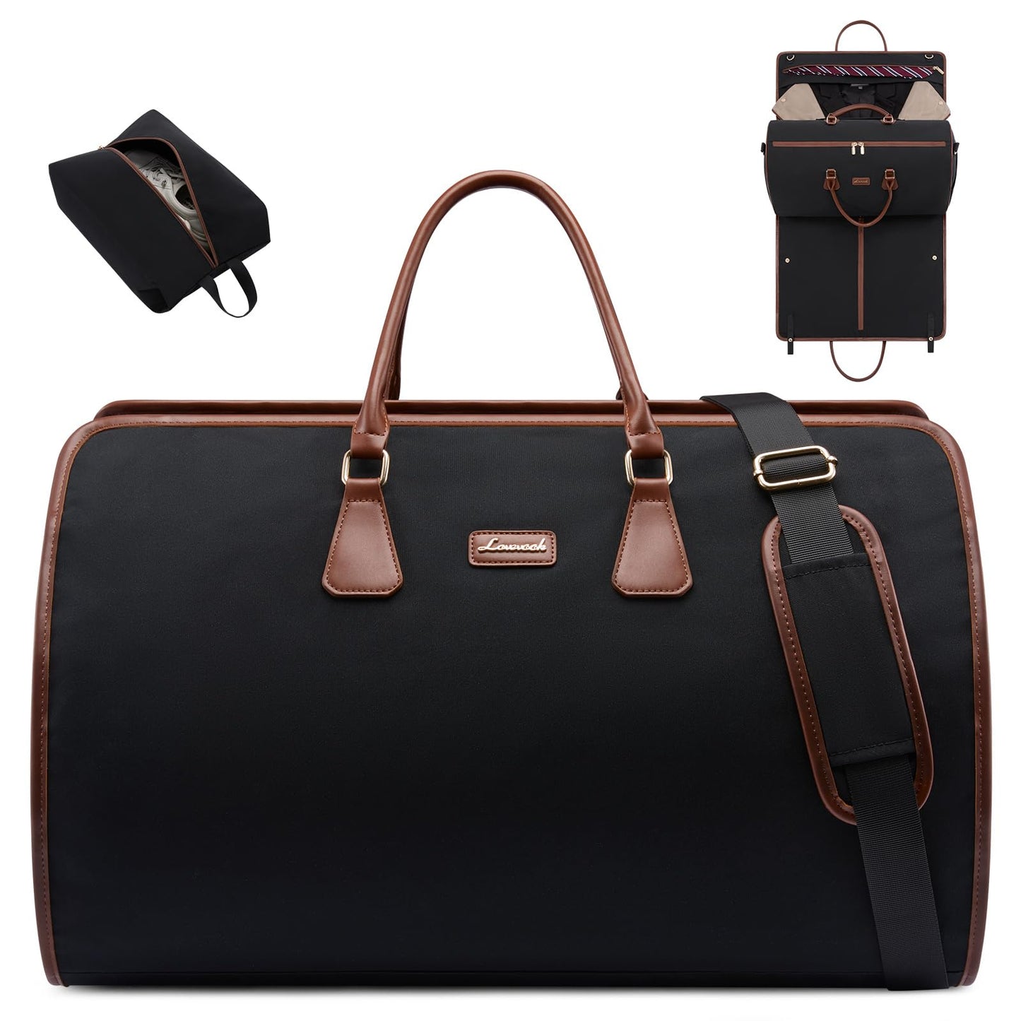 LOVEVOOK Convertible Travel Duffle Bag for Women Men,2 in 1 Garment Bag for Travel with Shoe Pouch,Overnight Weekender Carry On Duffel Bags for Airplane,Hanging Suitcase Suit Dress Business for Trip