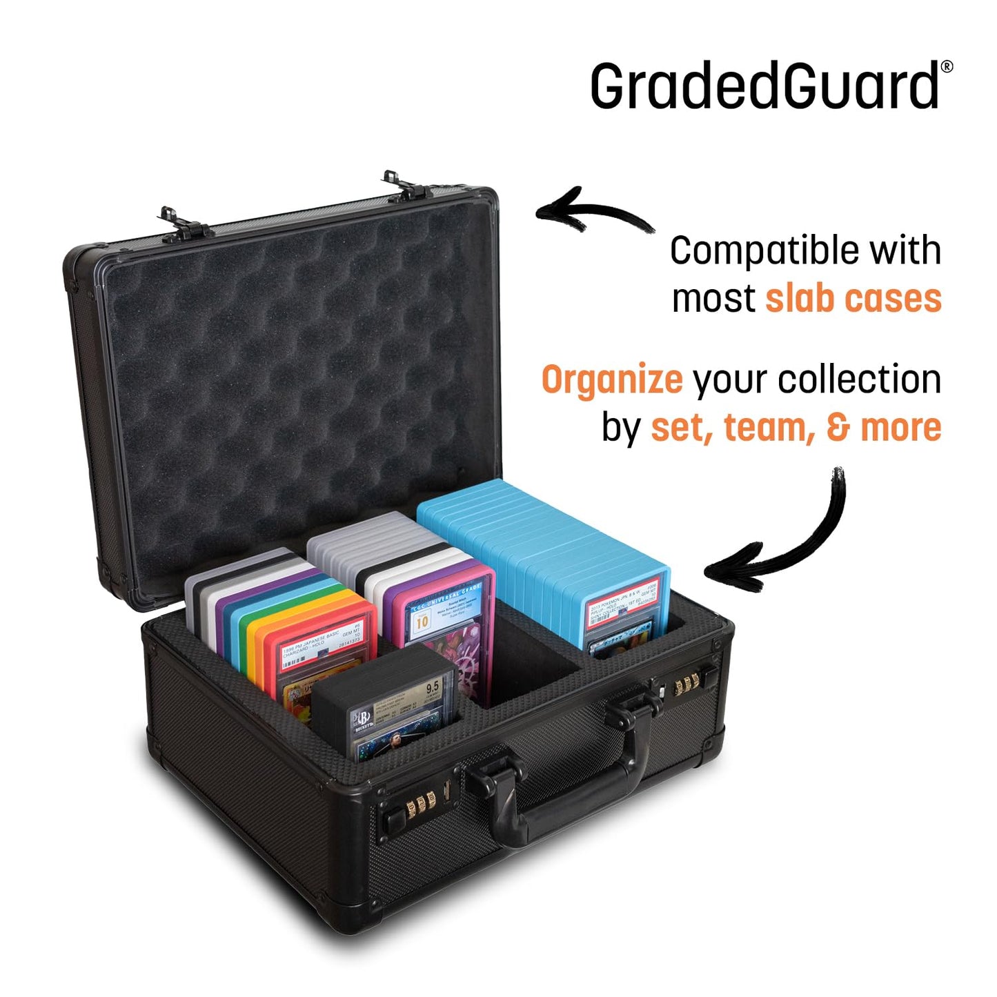 GradedGuard PSA Card Slab Protector Case, Standard PSA Size, Impact Resistant TPU Holder, Drop & Scratch Proof Frame for Graded Sports TCG Collectible Trading Cards. (Blue)
