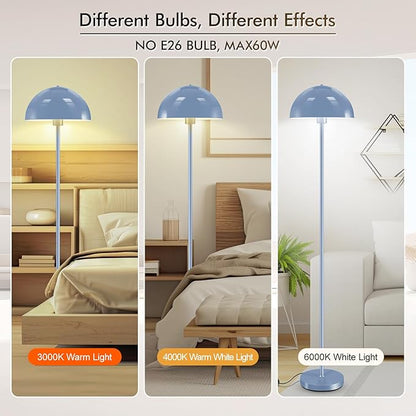 Floor Lamp, Industrial Blue Floor Lamps for Living Room, 65.6in Standing Lamp, Retro Mushroom Dome Shade, Whole Metal, E26 Socket, Mid Century Modern Floor Lamp for Bedroom/Office,No Bulb