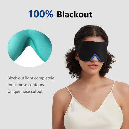 Alaska Bear Sleep Mask for Side Sleepers 2022 Headband Design, Cup-Shaped and Extra-Soft, 100 Blackout Eye Mask Shades Cover for Men and Women Home or Travel, Machine Washable, Black