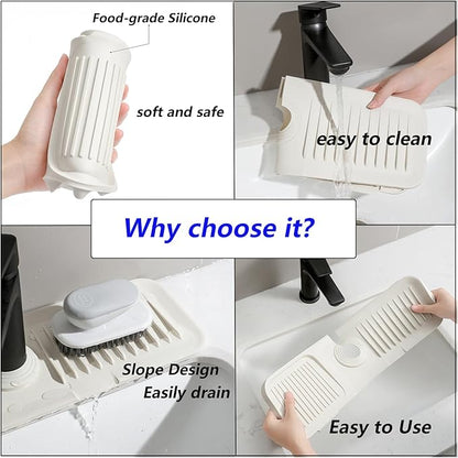 Kitchen Sink Splash Guard Silicone Drip Catcher Tray Sink Protector