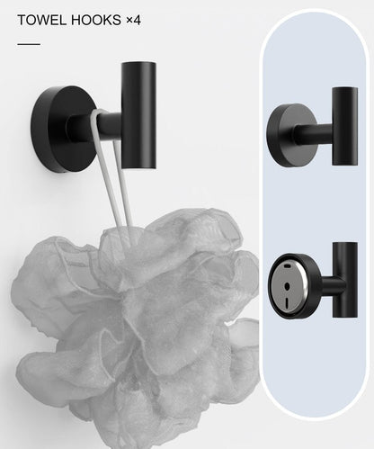 Matte Black Bathroom Hardware Accessories Set 5 Pcs SUS304 Stainless Steel Towel Rack and Toilet Paper Holder Set 26 Inch Towel Bar Set Wall Mounted by HOMEMYSTIQUE