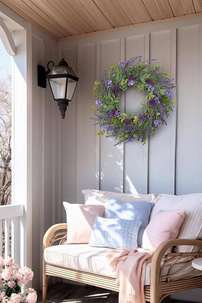 Lavender Wreath for Front Door Spring Summer Wreaths for Front Door, 22 Inch Doors Wreaths for Front Doors Outside All Season, Summer Wreath for Home Wall Window Party Wedding Decor Indoor Outdoor