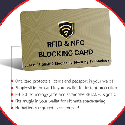 SaiTech IT RFID Cards, 5 Pack One Card Protects Entire Wallet Purse For Men & Women, NFC Contactless Bank Debit Credit Card Protector ID ATM Guard Card – Golden