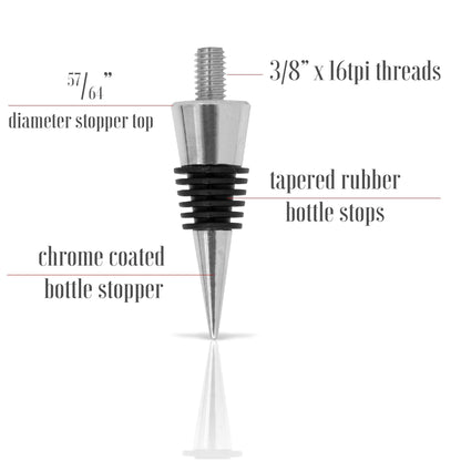 Savannah Classic Chrome Style Bottle Stopper with 3/8" x 16 tpi Threaded Post For Attaching Hand Made or Lathe Turned Handles … (5 Chrome Stoppers)