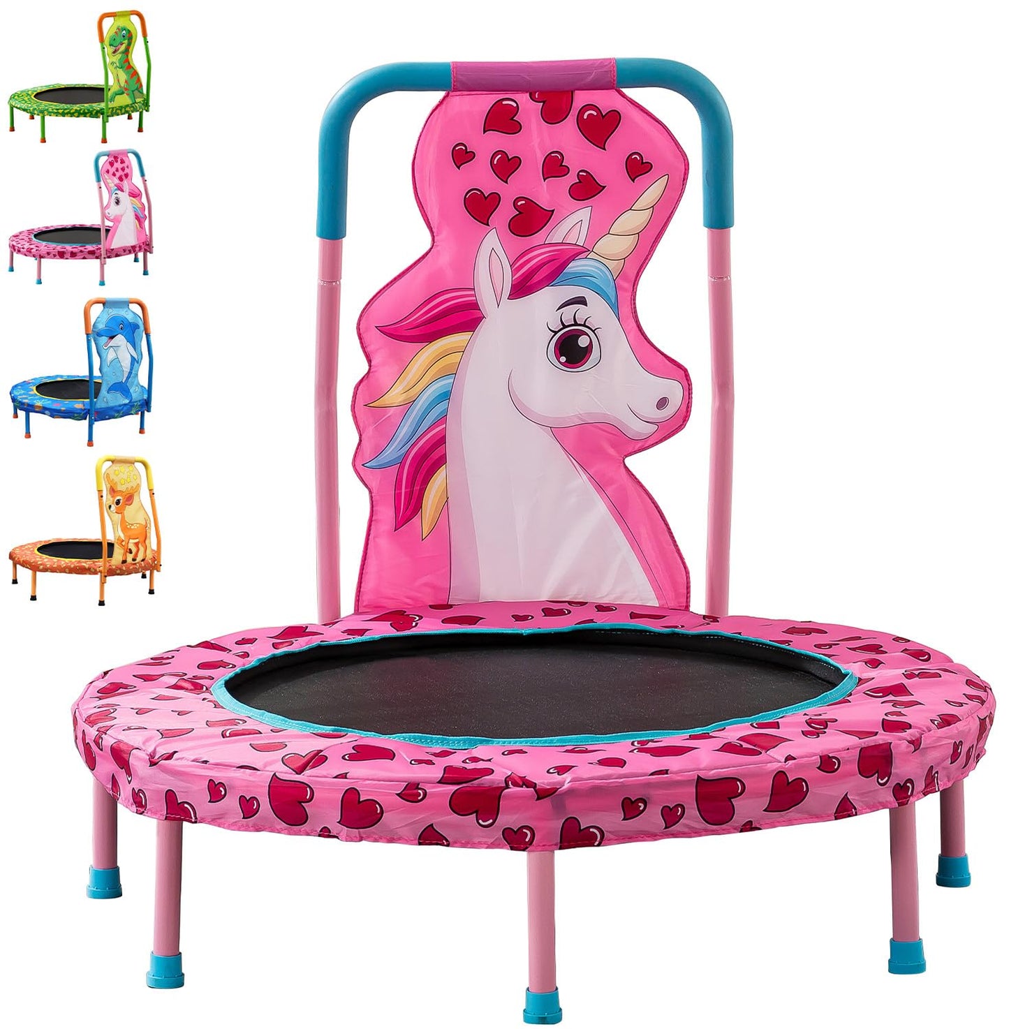Maotifeys No-Gap 36" Mini Trampoline Toddler Trampolines with Handle for Kids, 36 inch Indoor Garden Small Kid Trampoline Baby Trampolines with Super Safe Cover for Toddlers Ages 2 to 5, Unicorn