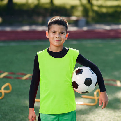 Sintege 12 Pcs Soccer Pinnies Pennies Jersey Scrimmage Vest Sports Practice Jersey Mesh Basketball Vest for Youth Adult Kids (Small,Green)