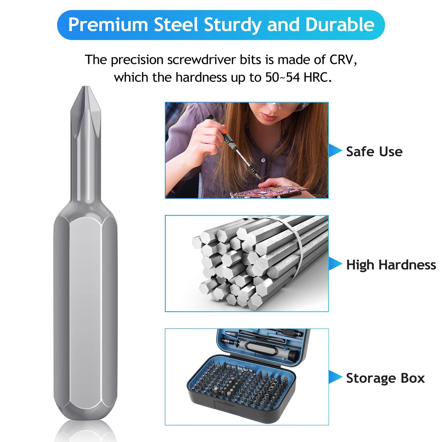 Precision Screwdriver Set, 130 in 1 Screwdriver Kit with 120 Screwdriver Bits Repair Tool Kit, Magnetic Screwdriver Set for Repair Computer, Smart Phone, Household Appliances, Game Console (Blue)