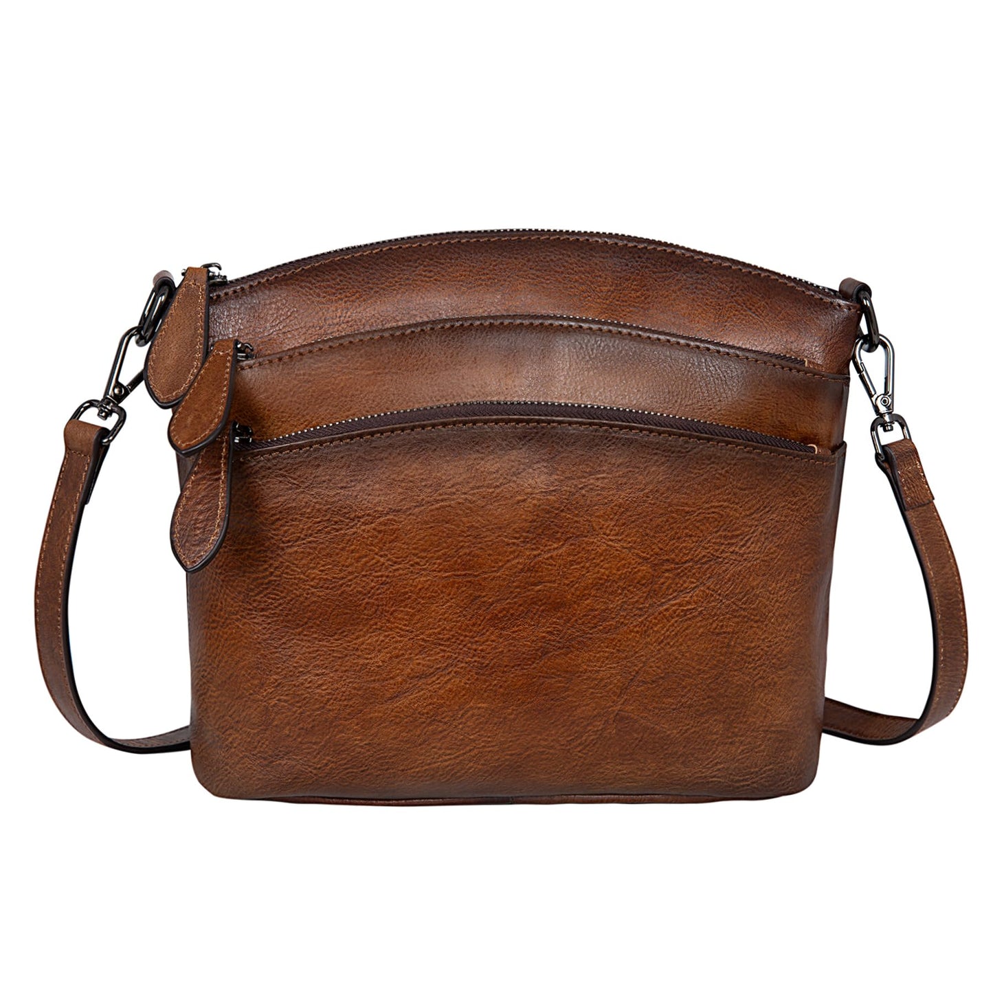 HESHE Crossbody Bags for Women Leather Purses with Multi-Pockets Vintage Cross-body Bag Ladies Small Satchel Shoulder Handbags Hobo Bag (Coffee)