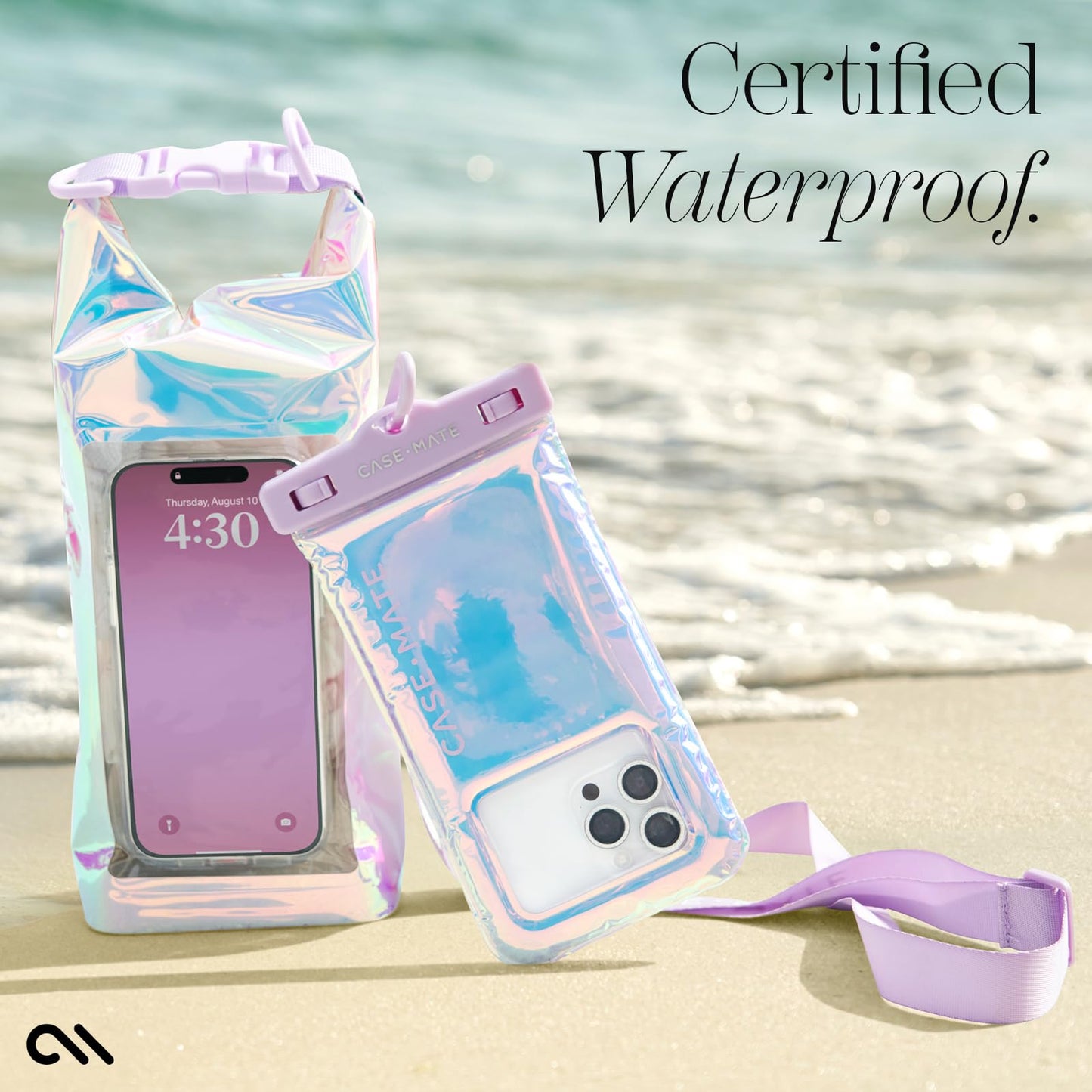 Case-Mate IP68 Waterproof Dry Bag 2L - Roll Top Backpack w/Phone Case/Pouch Boating & Kayak Accessories Essentials for Camping Swimming Beach Fishing Rafting Travel Soap Bubble, CM052390
