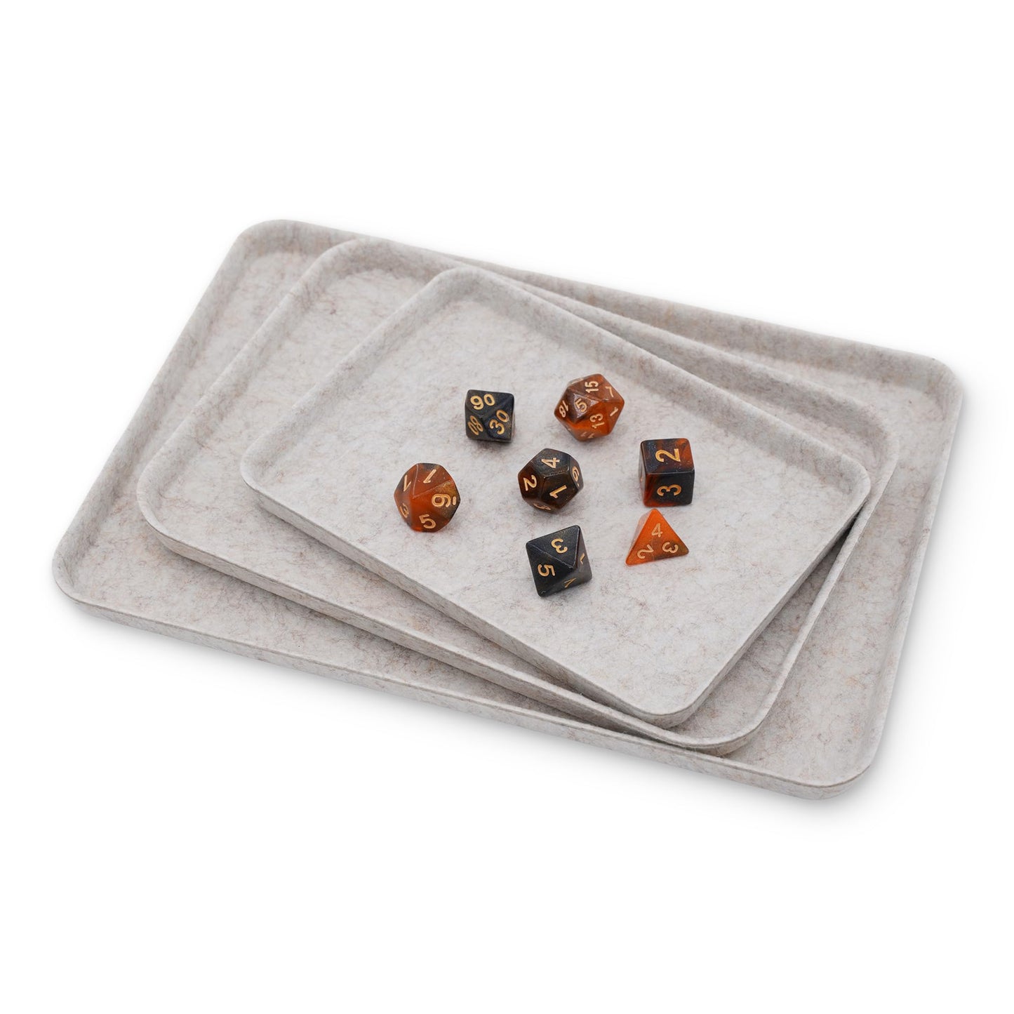 Welaxy Desk Drawer Felt DND dice Games Tray EDC Catchall nightstand multitray Entryway Bedside Caddy Counter Organize for Keys Jewelry Perfume Glasses Watches Sorting 3-Piece (Oatmeal)