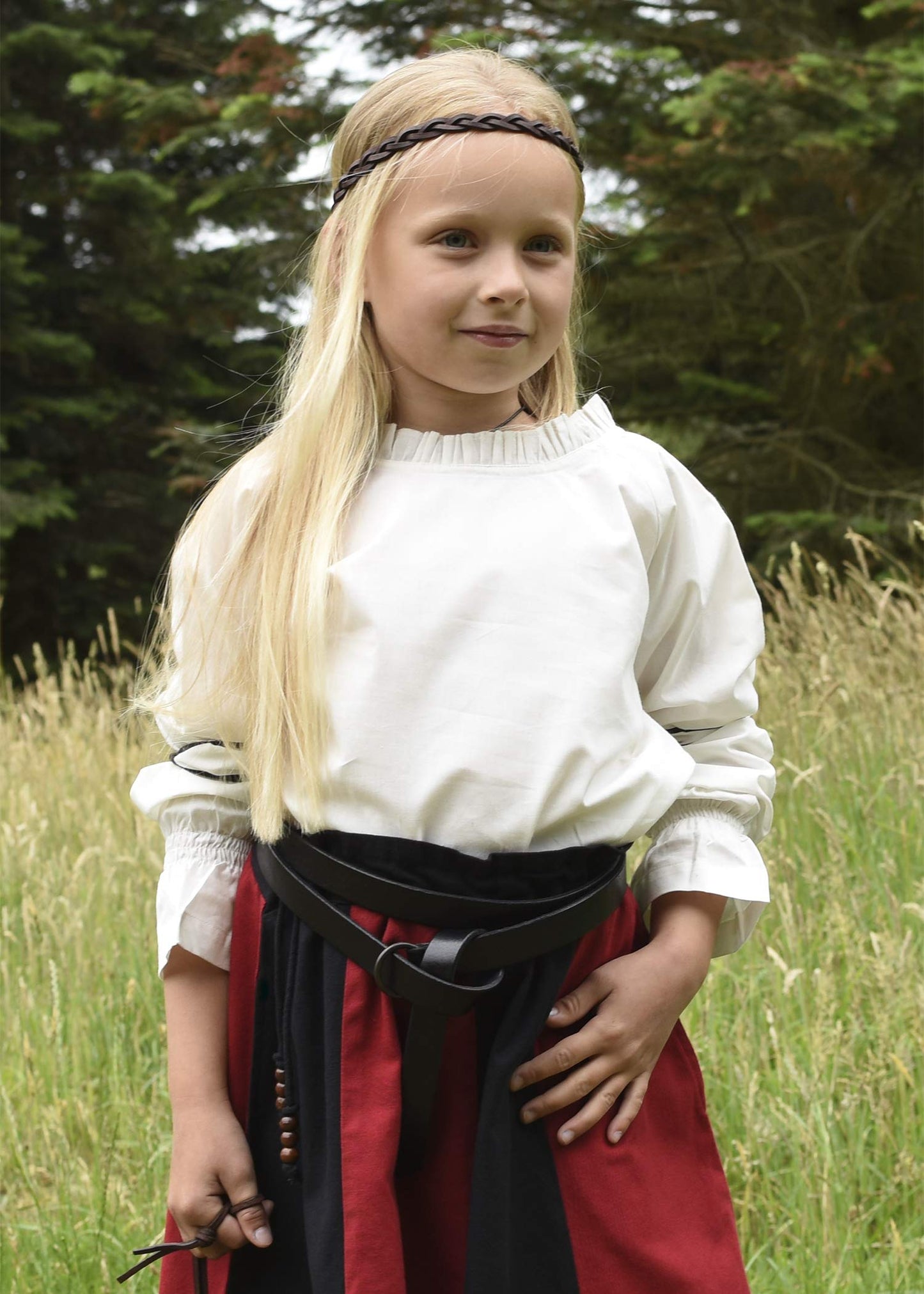 Battle-Merchant Medieval Leather Long Belt with Brass Ring – Long Viking Renaissance LARP Belt in (Black, 75")