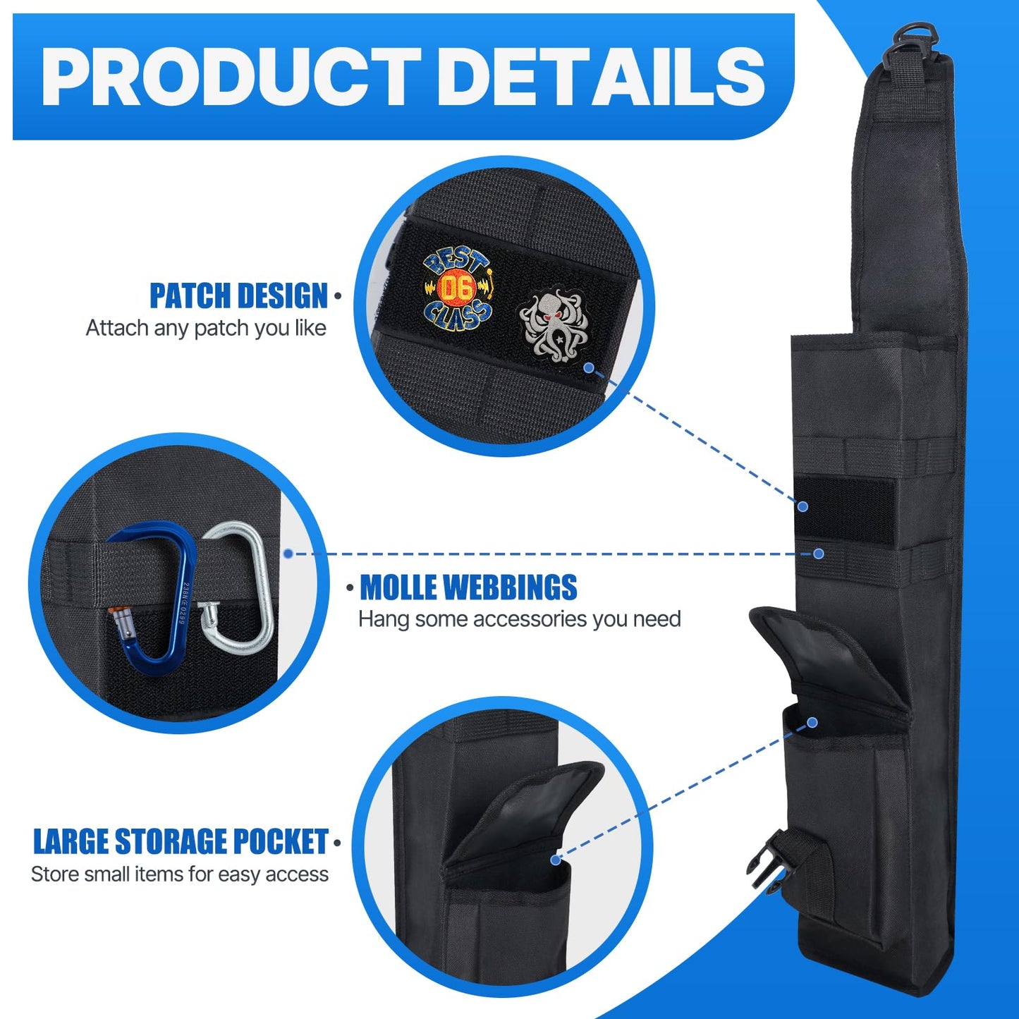 AHOSOUTLY Adjustable Lightweight Archery Back Quiver - 24-30 Arrow Capacity with Molle System & Large Storage Pocket, Three-Point Harness for Bow Hunting and Target Practice(Black) (Black)