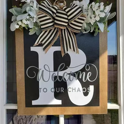 16'' Personalized Last Name Welcome Sign, Door Wreaths for Front Door Outside, Spring Wreath for Front Door Decor, Farmhouse New Home Gifts for Home (R)